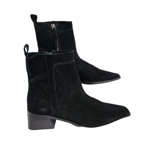 ZARA SUEDE SQUARE HEEL ANKLE BOOT